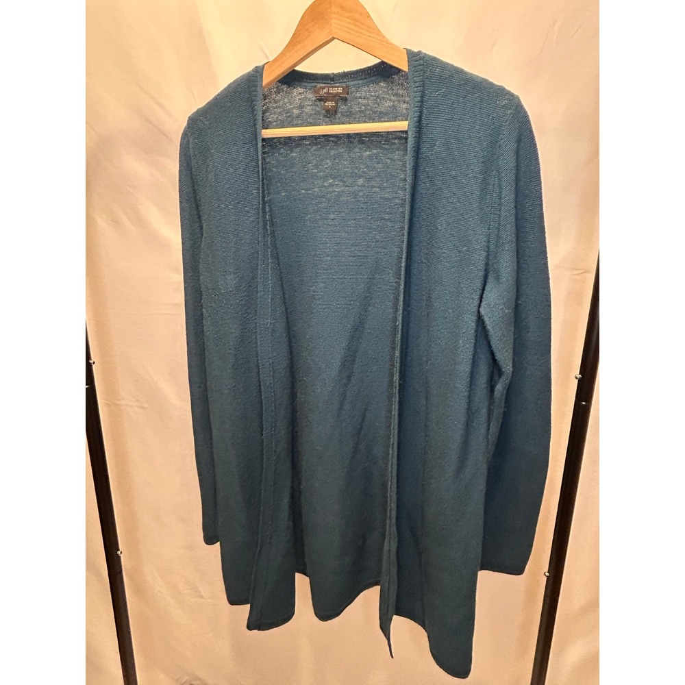 J. Jill Cardigan Women S Teal Excellent Open Front Wearever Ribbed Knit Sweater